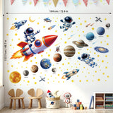 DECOWALL Space Wall Stickers – Astronaut, Rocket, Solar System Planets & Stars (SG4-2605)