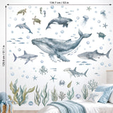 DECOWALL Watercolour Ocean Animals Wall Stickers (SG3-2608)