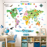Animal World Map Wall Stickers (XLarge)