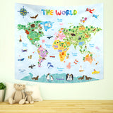 Animal World Map Tapestry