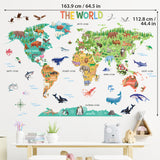 Animal World Map Wall Stickers