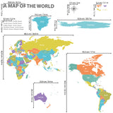 Colourful World Map Wall Stickers