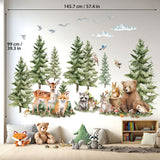 Pine trees and Forest animals Wall Stickers