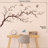 White cherry blossom branch Wall Stickers