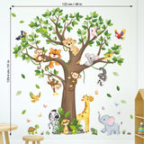 Large Tree Jungle Animals Wall Stickers