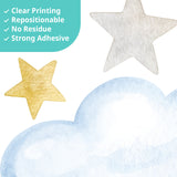 DECOWALL X-Large Watercolour Rainbow Clouds Stars Wall Art Stickers (FH4-2611)
