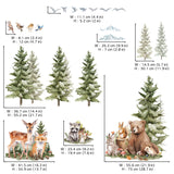 Pine trees and Forest animals Wall Stickers