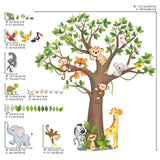 Large Tree Jungle Animals Wall Stickers