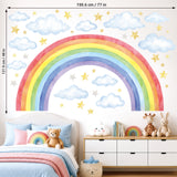 DECOWALL X-Large Watercolour Rainbow Clouds Stars Wall Art Stickers (FH4-2611)