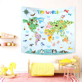 Animal World Map Tapestry