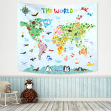 Animal World Map Tapestry