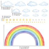 DECOWALL X-Large Watercolour Rainbow Clouds Stars Wall Art Stickers (FH4-2611)