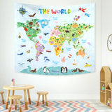 Animal World Map Tapestry