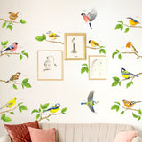 Garden Birds on Short Branches Wall Stickers