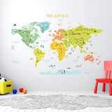 Colourful World Map Nursery Kids Wall Stickers