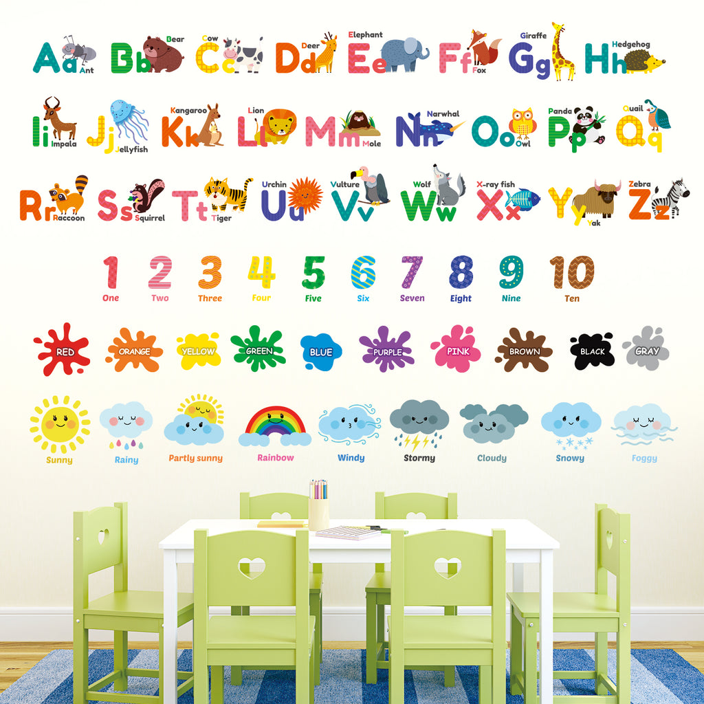 Alphabet Numbers Colours Weather Wall Stickers