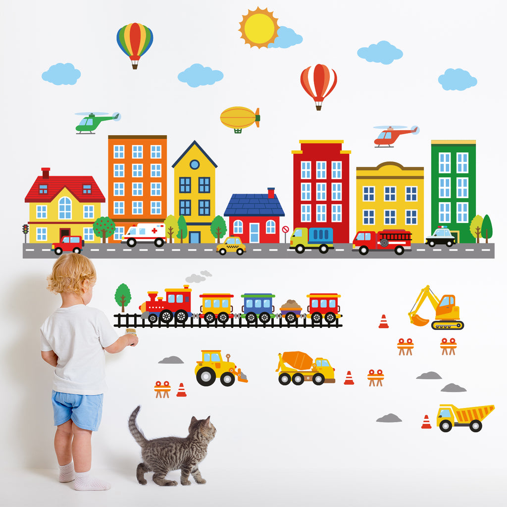 Buildings and Transports Wall Stickers