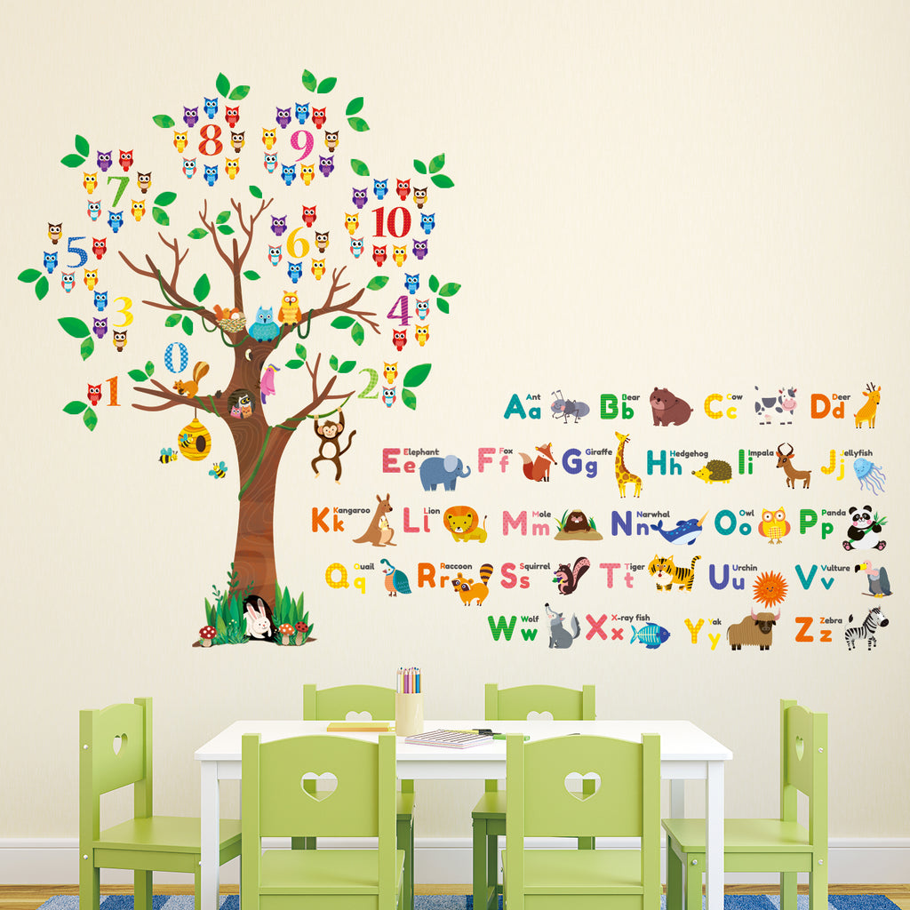 Number Tree Alphabet Wall Stickers