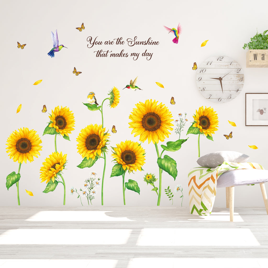 Sunflowers with Butterflies Wall Stickers