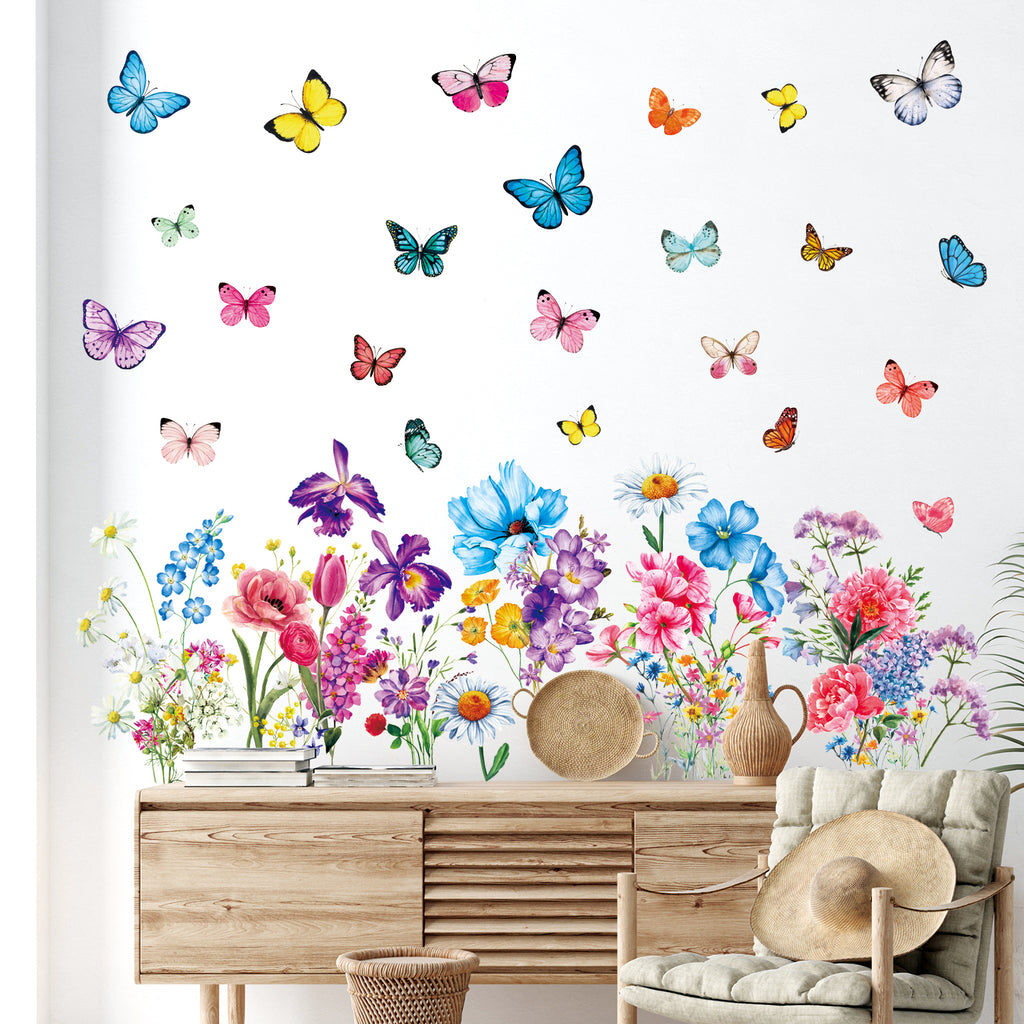 Flowers and Butterflies Wall Stickers – DECOWALL