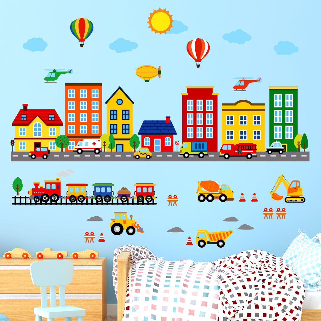 Buildings and Transports Wall Stickers