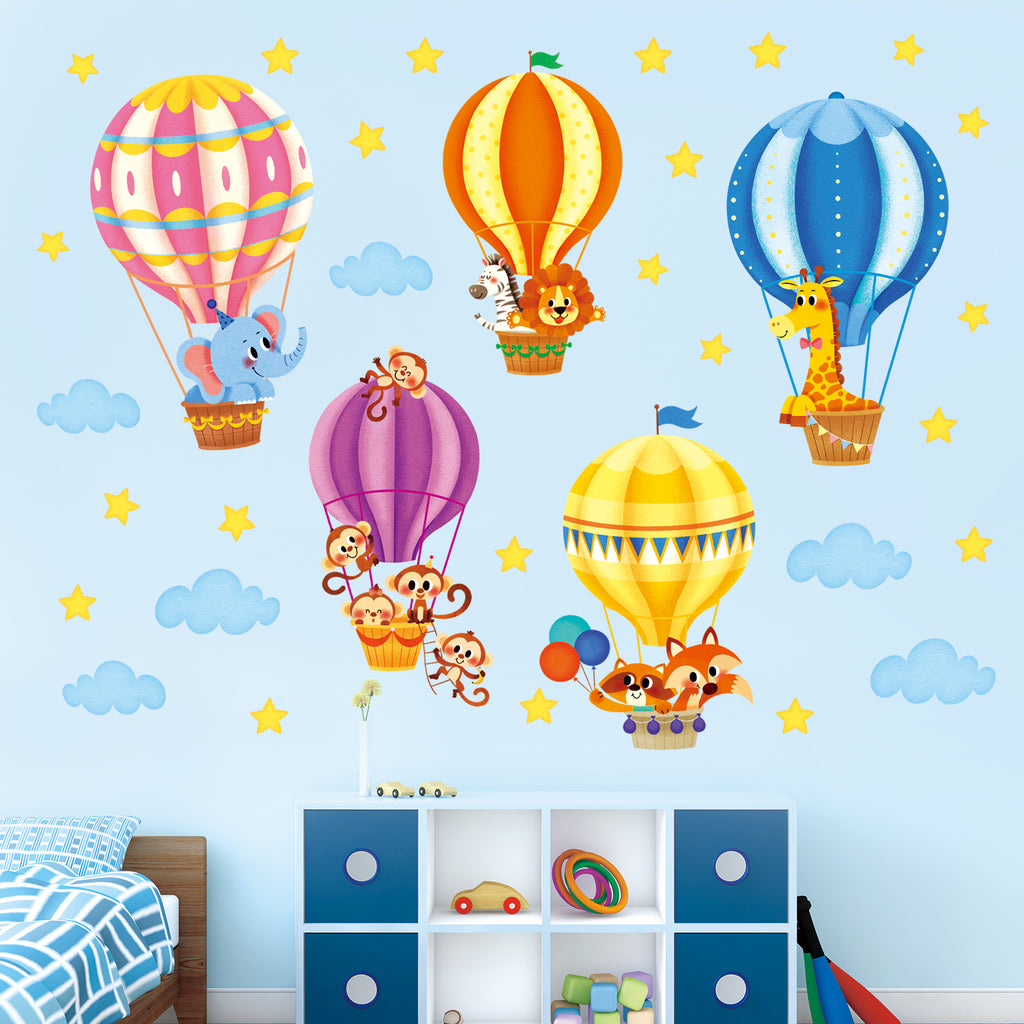 Animal Hot Air Balloon Wall Stickers