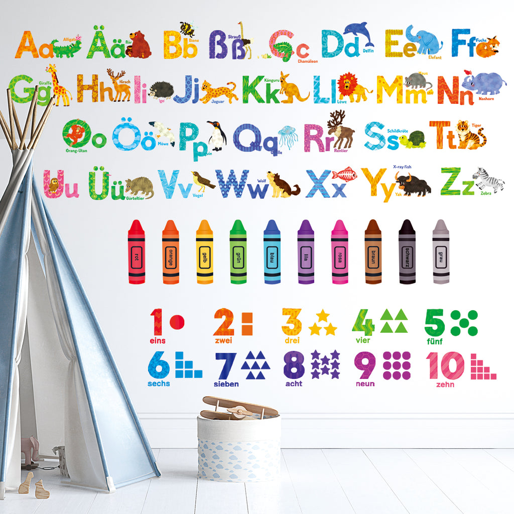 Alphabet Numbers Colours (German.ver)Wall Stickers