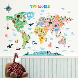 Animal World Map Wall Stickers (Large)