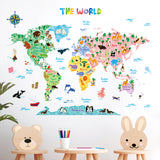 Animal World Map Wall Stickers (Large)