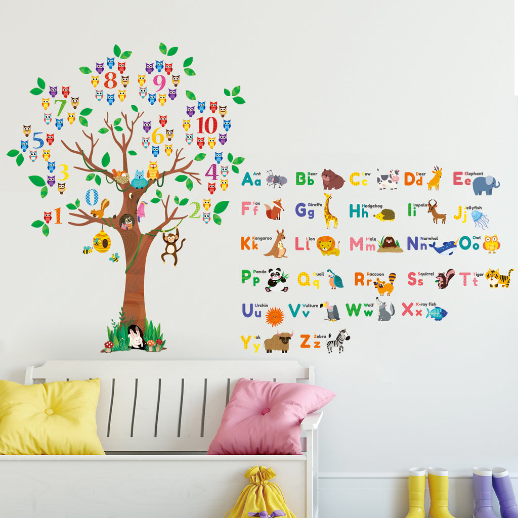 Animal ABC Stickers English Weather Wall Removable Kids Self