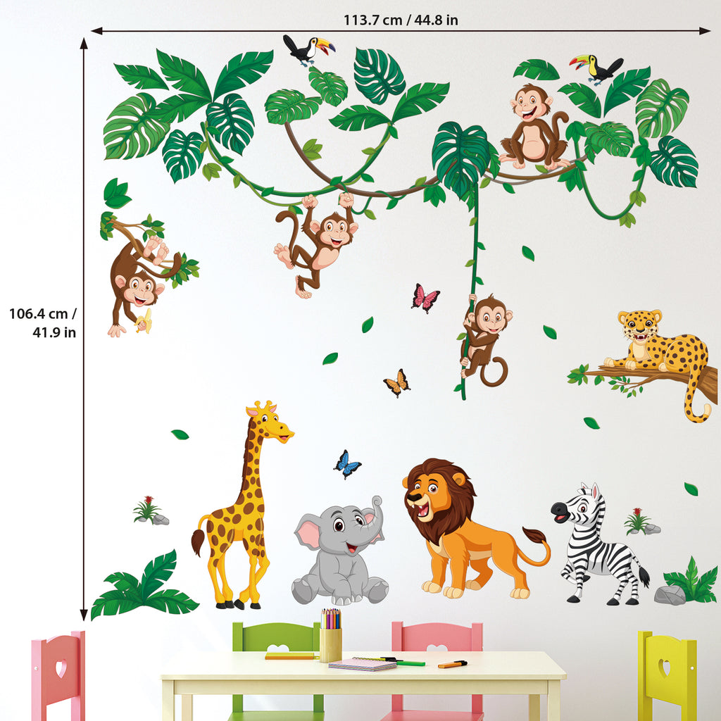 Jungle Animal Cartoon Wall Stickers