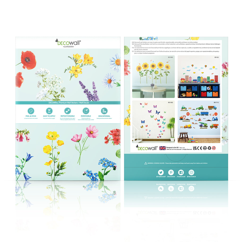 Tropical Flowers and Hummingbirds Wall Stickers