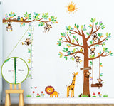 8 Little Monkeys Tree & Height Chart Wall Stickers