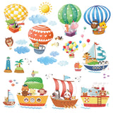 Animal Hot Air Balloons & Ships Wall Stickers