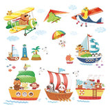 Animal Ships & Biplanes with Hang Glider Wall Stickers
