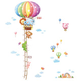 Animal Hot Air Balloons Height Chart Wall Stickers