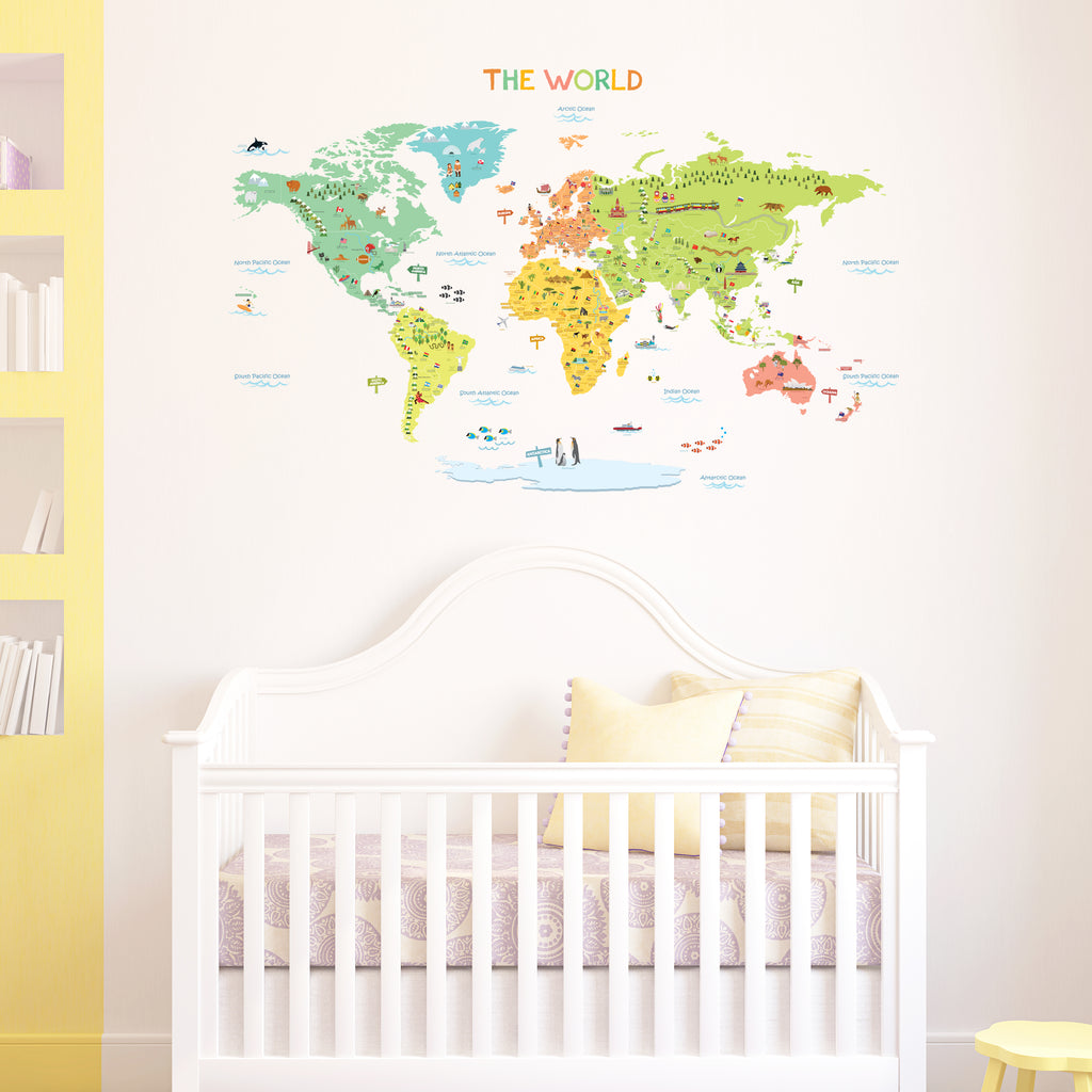 Colourful World Map Wall Stickers (Medium)