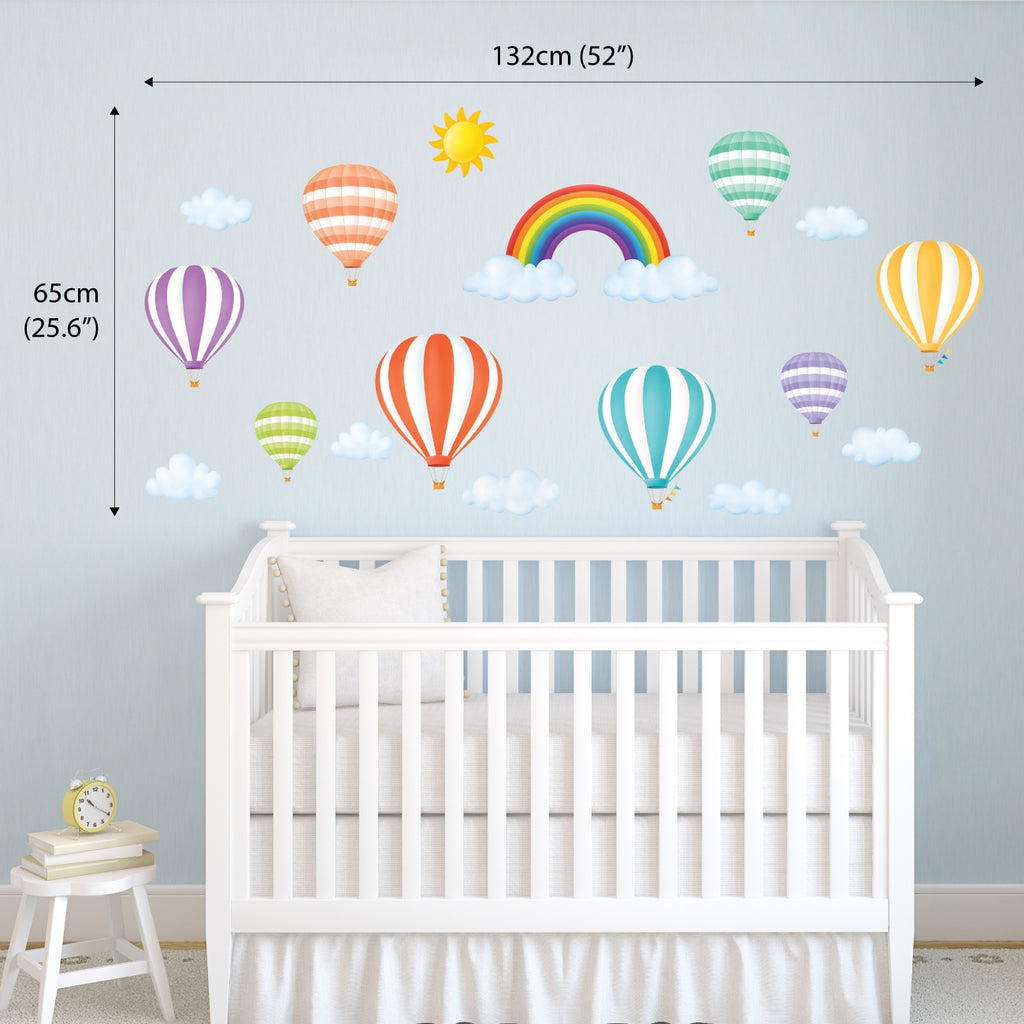 Rainbow and Hot Air Balloons Wall Stickers