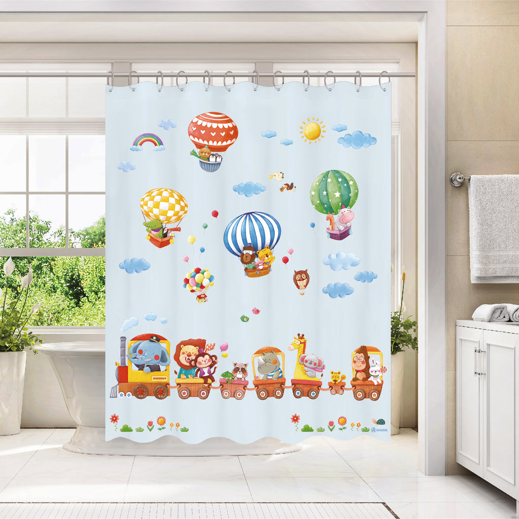 Animal Tran & Hot Air Balloons Shower Curtain set