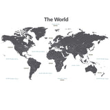 Modern Grey World Map Wall Stickers (Xlarge)