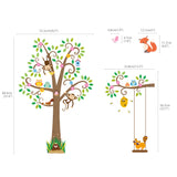 Scroll Tree with Animals Wall Stickers
