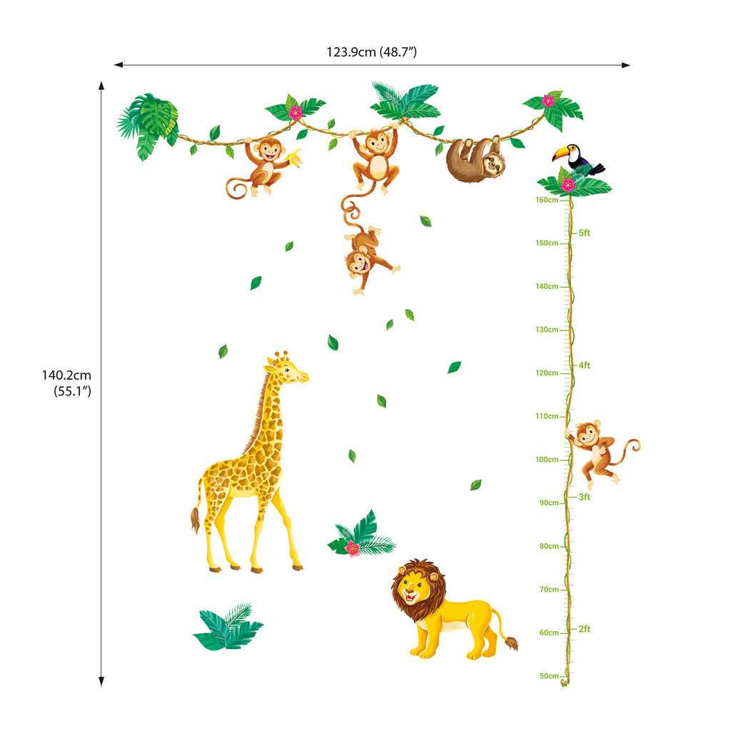 Jungle Animals Height Chart Wall Stickers
