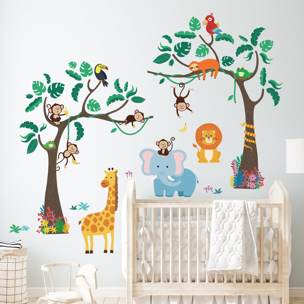 Jungle Tree and Animals Wall Stickers