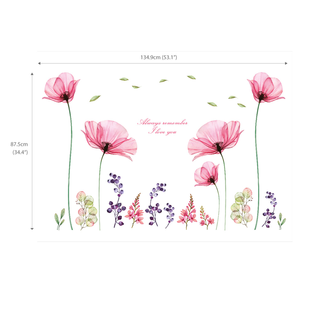 X-ray Pink Flowers Wall Stickers