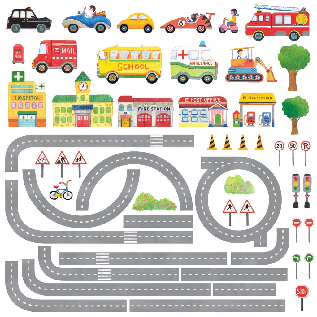 The Road and Cars Nursery Kids Wall Stickers For Boys(M)