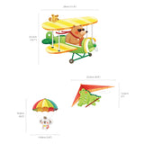 Animal Biplanes with Hang Glider Wall Stickers