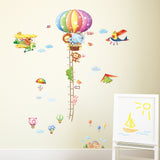 Animal Hot Air Balloons Height Chart & Biplanes Wall Stickers