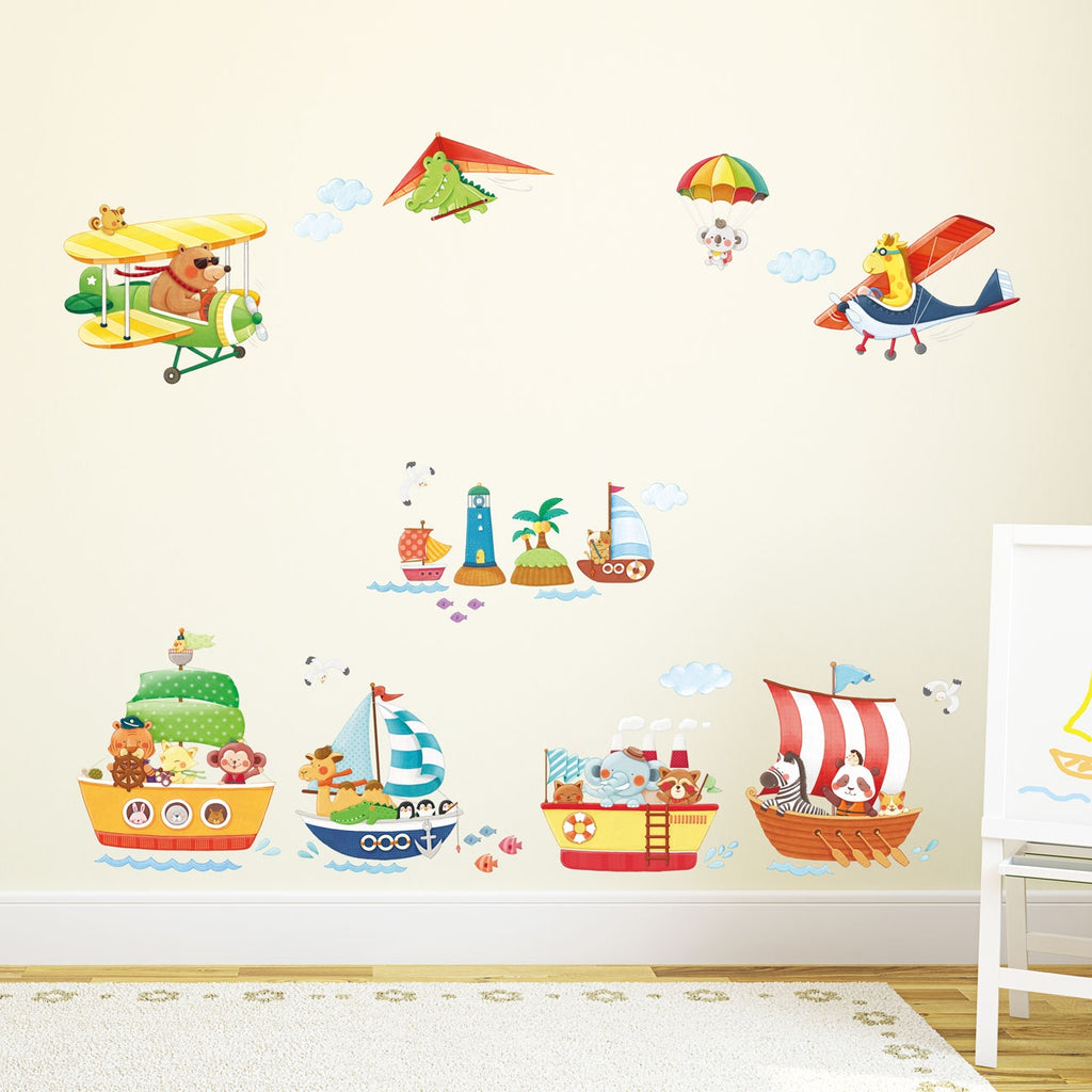 Animal Ships & Biplanes with Hang Glider Wall Stickers
