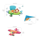 3 Animal Biplanes Wall Stickers - DECOWALL