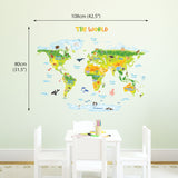 Geological World Map with Animals Wall Stickers (Large)